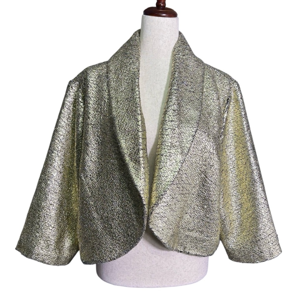 NWT Chico’s Gold Metallic Women's Bolero Blazer Size XXL